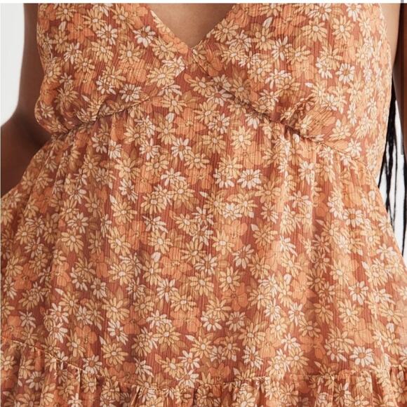 NWT Madewell Floral Georgette Ruffle Sleeve Tiered Midi Dress size 4 - Picture 2 of 11